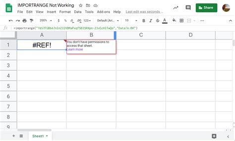 google sheet importrange error